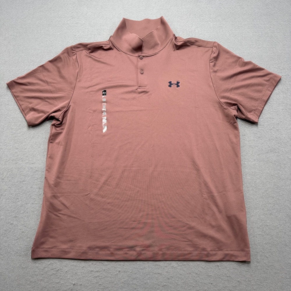NEW Under Armour Polo Shirt Men's XL Peach Loose Fit Athletic Training Heatgear